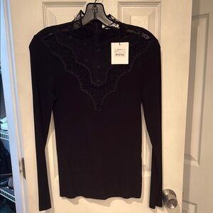 Sandro Black Fitted Embellished Bodysuit